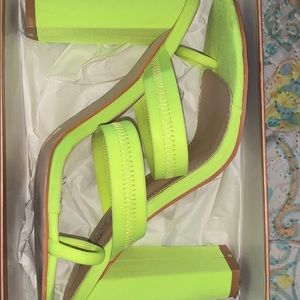 Neon Yellow Toe Loop Mules